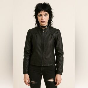 Marc Jacobs Black 100% Cotton Moto Jacket Women's Sz 4 Edgy Chic Minimalist